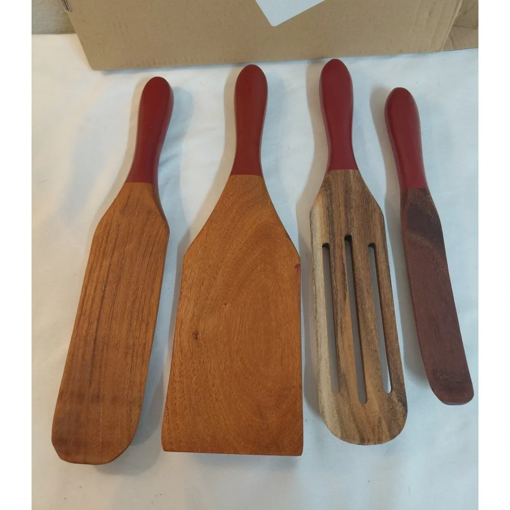 Mad Hungry 4 Pc Acacia Wood Spurtle Set Spatula Utensils As Seen On TV New